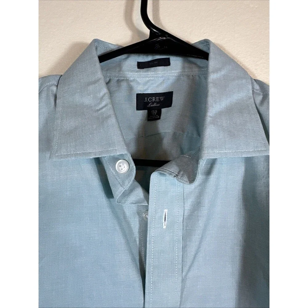 Men’s J Crew Ludlow Slim Dress Shirt Button 15 1/2 By 33 Green Heathered Men’s